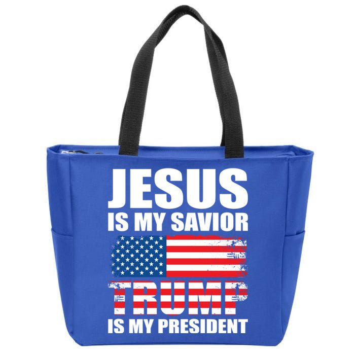 Funny Trump Jesus Is My Savior Trump Is My President Gift Zip Tote Bag