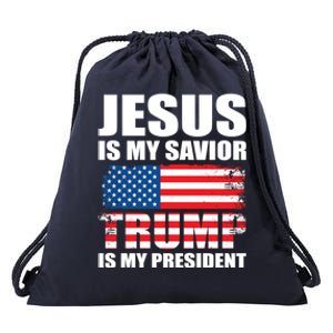 Funny Trump Jesus Is My Savior Trump Is My President Gift Drawstring Bag