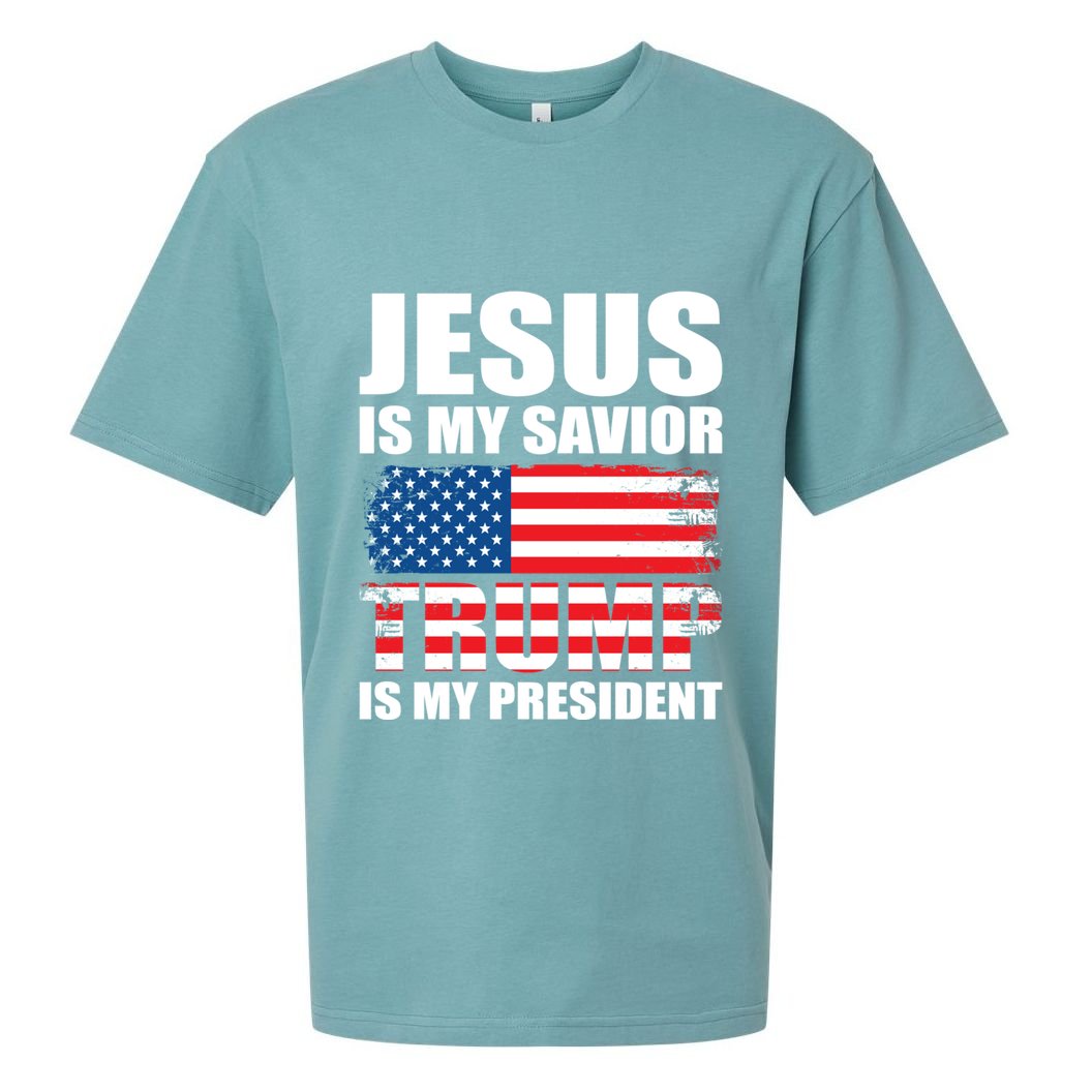 Funny Trump Jesus Is My Savior Trump Is My President Gift Sueded Cloud Jersey T-Shirt