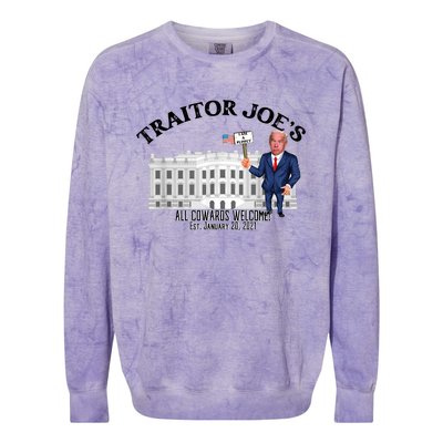 Funny Traitor Joe All Cowards Welcome Anti Joe Biden Traitor Joe Meme Colorblast Crewneck Sweatshirt