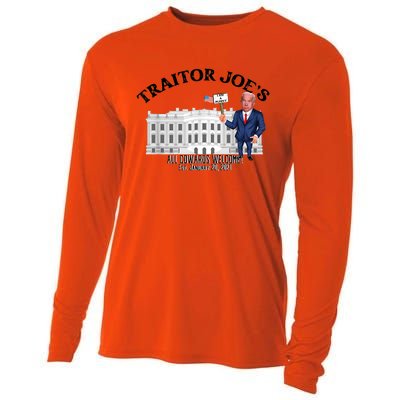 Funny Traitor Joe All Cowards Welcome Anti Joe Biden Traitor Joe Meme Cooling Performance Long Sleeve Crew