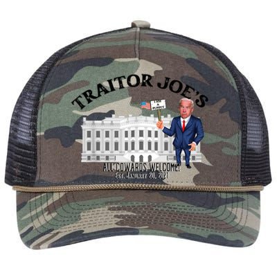 Funny Traitor Joe All Cowards Welcome Anti Joe Biden Traitor Joe Meme Retro Rope Trucker Hat Cap