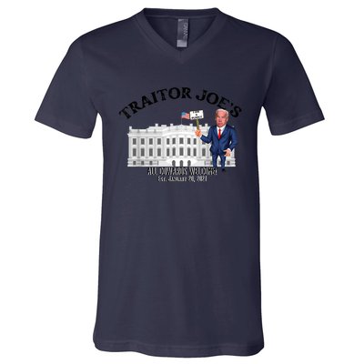 Funny Traitor Joe All Cowards Welcome Anti Joe Biden Traitor Joe Meme V-Neck T-Shirt