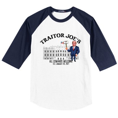 Funny Traitor Joe All Cowards Welcome Anti Joe Biden Traitor Joe Meme Baseball Sleeve Shirt