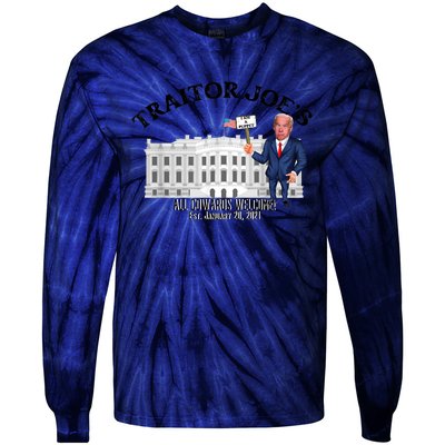 Funny Traitor Joe All Cowards Welcome Anti Joe Biden Traitor Joe Meme Tie-Dye Long Sleeve Shirt