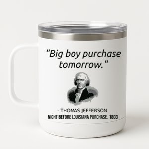 Funny Thomas Jefferson Usa History Teacher Louisiana 12 oz Stainless Steel Tumbler Cup