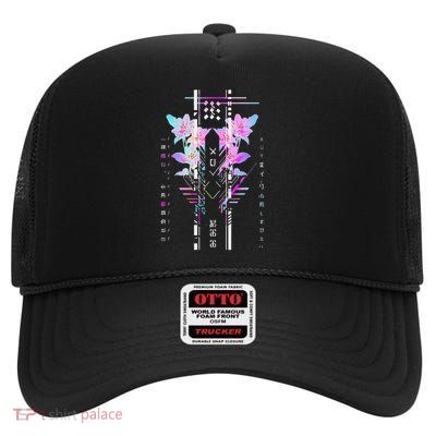 Futuristic Techwear Japanese Cyberpunk Harajuku Streetwear High Crown Mesh Back Trucker Hat