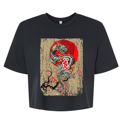 funny Traditional Japanese Dragon Art Japan Bella+Canvas Jersey Crop Tee