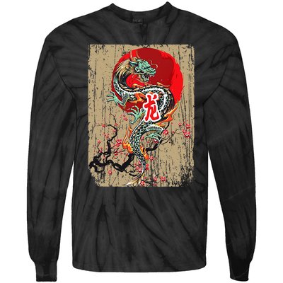 funny Traditional Japanese Dragon Art Japan Tie-Dye Long Sleeve Shirt