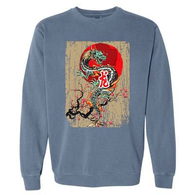 funny Traditional Japanese Dragon Art Japan Garment-Dyed Sweatshirt