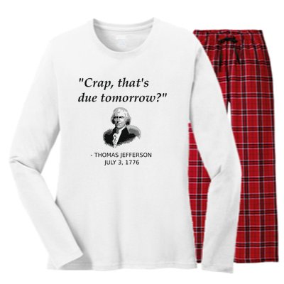 Funny Thomas Jefferson Usa History Teacher Student Gift Women's Long Sleeve Flannel Pajama Set 