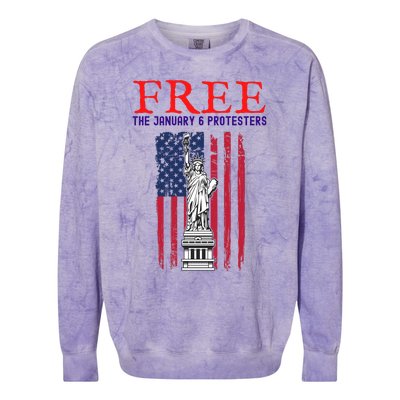 Free The January 6 Protesters Anti Biden Conservative 8 Colorblast Crewneck Sweatshirt