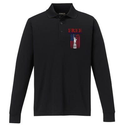 Free The January 6 Protesters Anti Biden Conservative 8 Performance Long Sleeve Polo