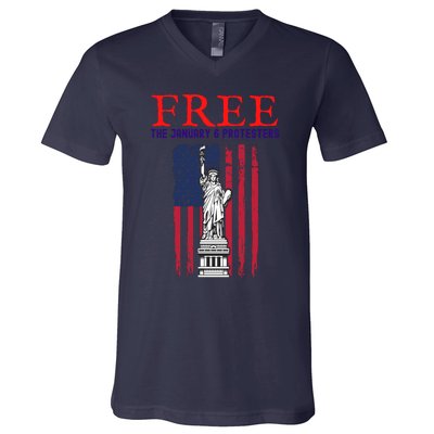 Free The January 6 Protesters Anti Biden Conservative 8 V-Neck T-Shirt