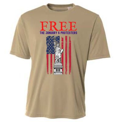 Free The January 6 Protesters Anti Biden Conservative 8 Cooling Performance Crew T-Shirt