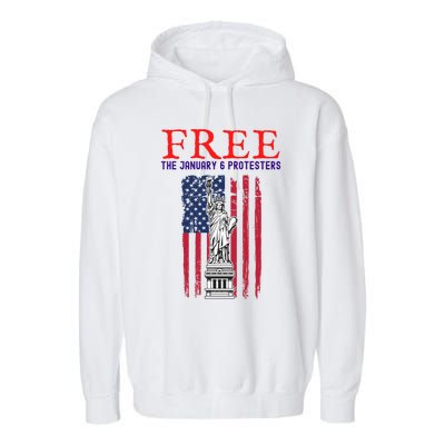 Free The January 6 Protesters Anti Biden Conservative 8 Garment-Dyed Fleece Hoodie