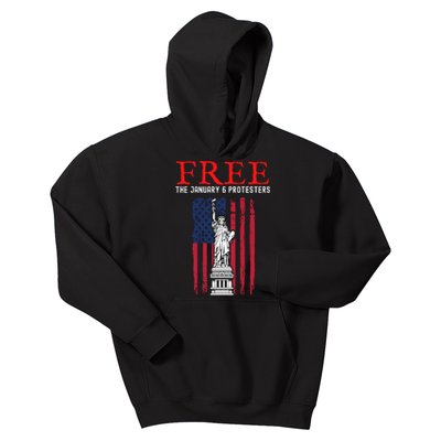 Free The January 6 Protesters Anti Biden Conservative Kids Hoodie