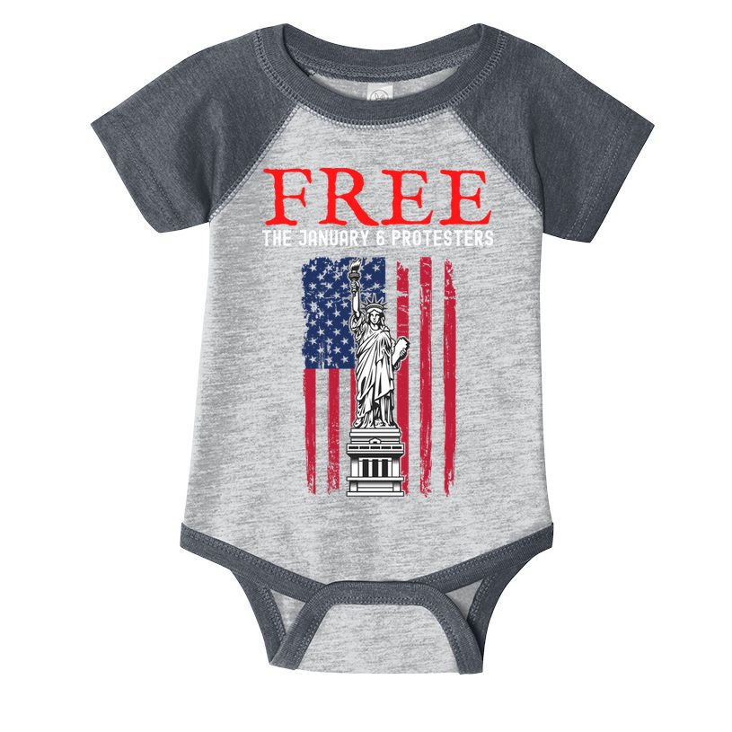 Free The January 6 Protesters Anti Biden Conservative Infant Baby Jersey Bodysuit