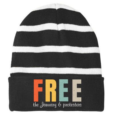 Free The January 6 Protesters Striped Beanie with Solid Band