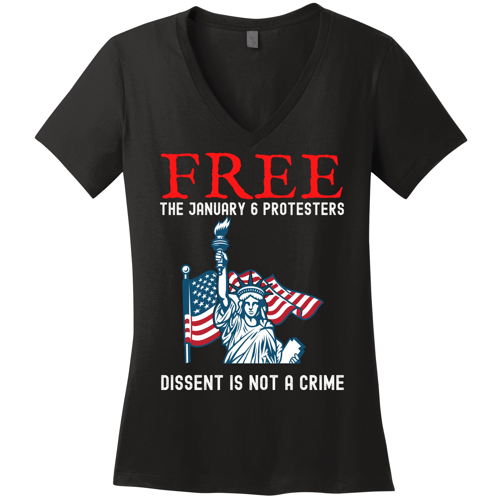 Free The January 6 Protesters Anti Biden Conservative Women's V-Neck T-Shirt