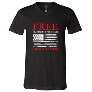 Free The January 6 Protesters Anti Biden Conservative V-Neck T-Shirt