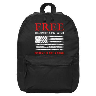 Free The January 6 Protesters Anti Biden Conservative 16 in Basic Backpack