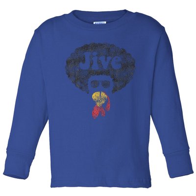 Funny Thanksgiving Jive Gift Vintage Distressed Turkey Face Toddler Long Sleeve Shirt