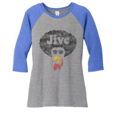 Funny Thanksgiving Jive Gift Vintage Distressed Turkey Face Women's Tri-Blend 3/4-Sleeve Raglan Shirt