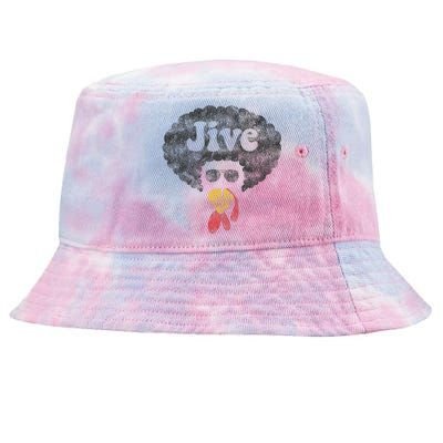 Funny Thanksgiving Jive Gift Vintage Distressed Turkey Face Tie-Dyed Bucket Hat