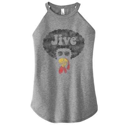 Funny Thanksgiving Jive Gift Vintage Distressed Turkey Face Women’s Perfect Tri Rocker Tank