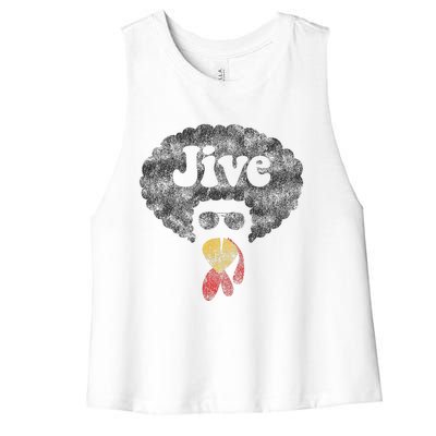 Funny Thanksgiving Jive Gift Vintage Distressed Turkey Face Women's Racerback Cropped Tank