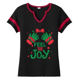 Feel The Joy Gift 'S Version! Christmas Gift Ladies Halftime Notch Neck Tee