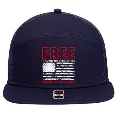 Free The January 6 Protesters Anti Biden Conservative 7 Panel Mesh Trucker Snapback Hat