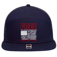 Free The January 6 Protesters Anti Biden Conservative 7 Panel Mesh Trucker Snapback Hat