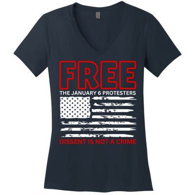 Free The January 6 Protesters Anti Biden Conservative Women's V-Neck T-Shirt