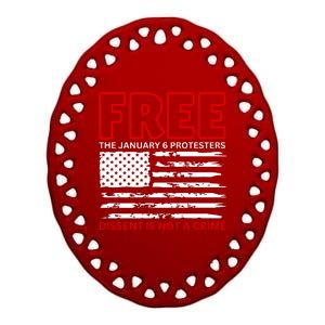 Free The January 6 Protesters Anti Biden Conservative Ceramic Oval Ornament