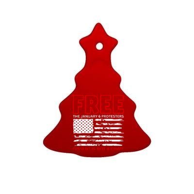 Free The January 6 Protesters Anti Biden Conservative Ceramic Tree Ornament