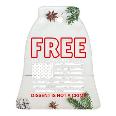 Free The January 6 Protesters Anti Biden Conservative Ceramic Bell Ornament