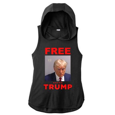 Free Trump Jail Mugshot Photo Campaign Ladies PosiCharge Tri-Blend Wicking Draft Hoodie Tank