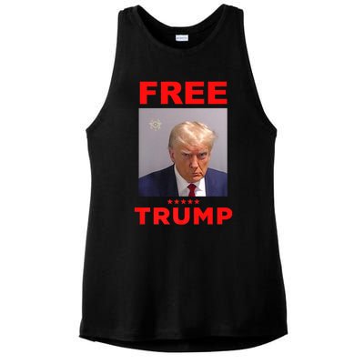 Free Trump Jail Mugshot Photo Campaign Ladies PosiCharge Tri-Blend Wicking Tank