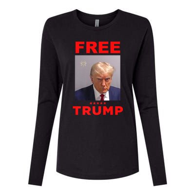 Free Trump Jail Mugshot Photo Campaign Womens Cotton Relaxed Long Sleeve T-Shirt