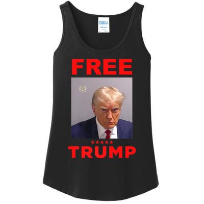 Free Trump Jail Mugshot Photo Campaign Ladies Essential Tank