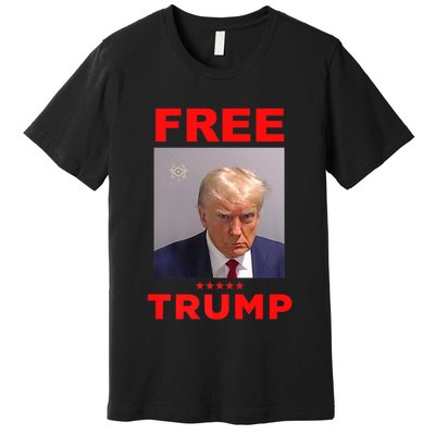 Free Trump Jail Mugshot Photo Campaign Premium T-Shirt