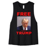 Free Trump Jail Mugshot Photo Campaign Women's Racerback Cropped Tank