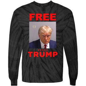 Free Trump Jail Mugshot Photo Campaign Tie-Dye Long Sleeve Shirt