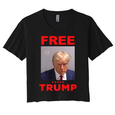 Free Trump Jail Mugshot Photo Campaign Women's Crop Top Tee