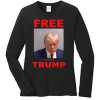 Free Trump Jail Mugshot Photo Campaign Ladies Long Sleeve Shirt