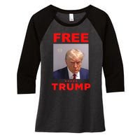 Free Trump Jail Mugshot Photo Campaign Women's Tri-Blend 3/4-Sleeve Raglan Shirt