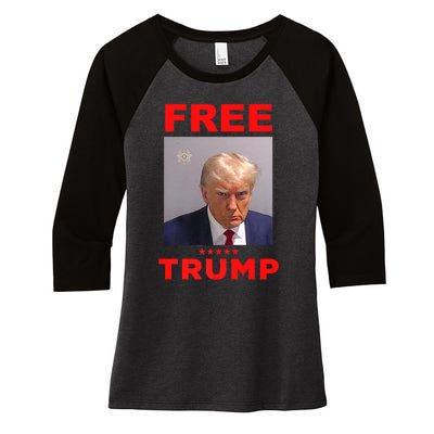 Free Trump Jail Mugshot Photo Campaign Women's Tri-Blend 3/4-Sleeve Raglan Shirt