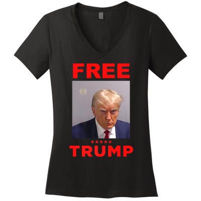 Free Trump Jail Mugshot Photo Campaign Women's V-Neck T-Shirt